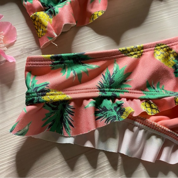 Wildfox 🍍 Ruffle Pineapple Print Strapless Bandeau Bikini Top | Skimpy Bottoms - Picture 3 of 11